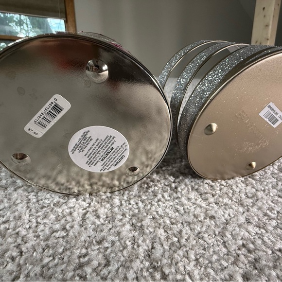 Bath & Body Works 3-Wick Candle Holders and soap covers snowman– Set of 4 Silver - Picture 4 of 7